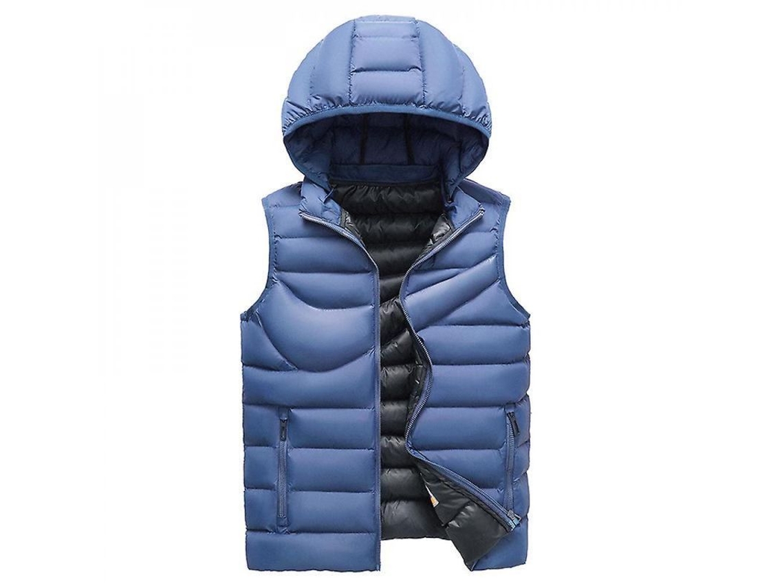 Colete acolchoado sem mangas para uso doméstico, com capuz removível, resistente à água, tamanho P, azul (2026)
