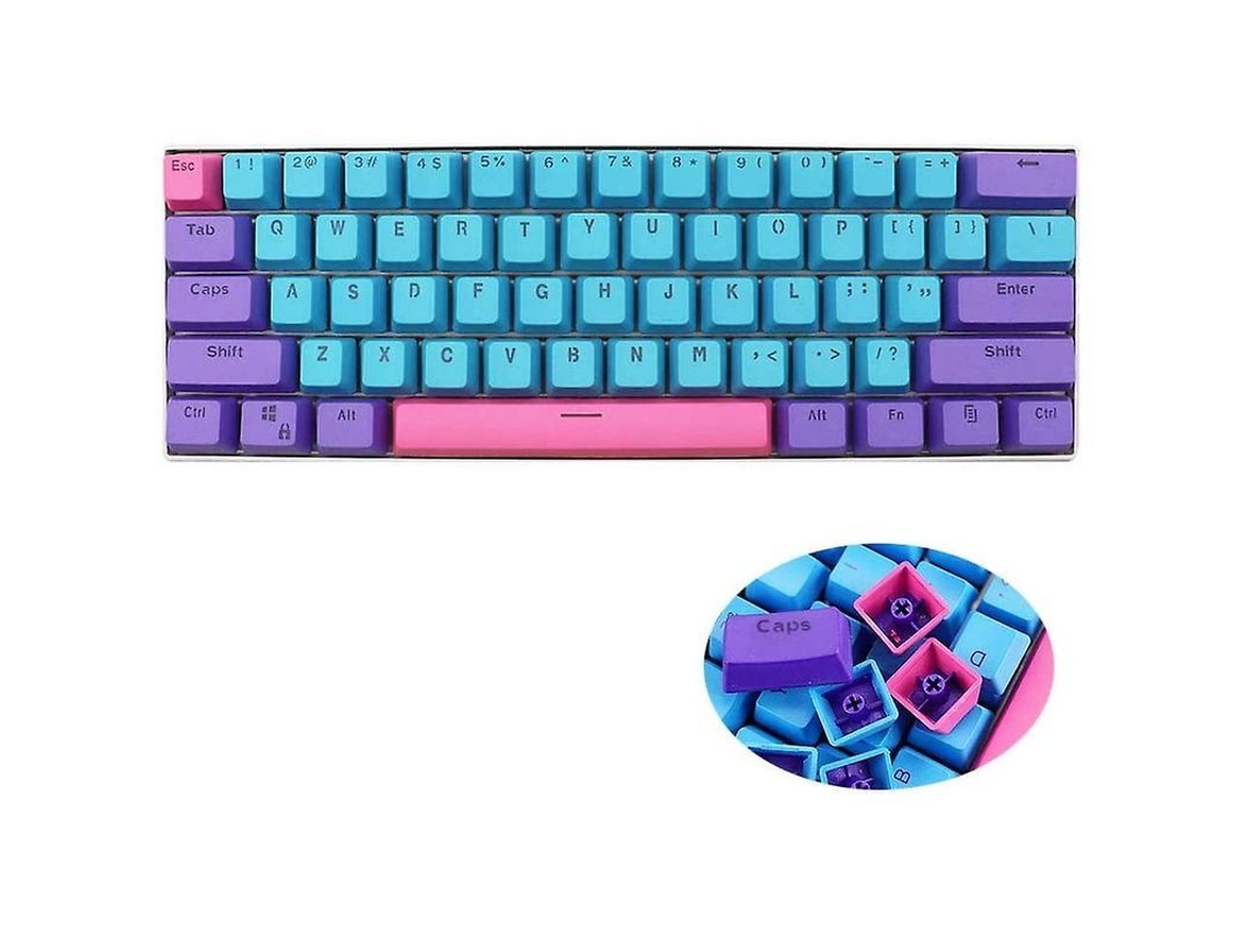 Teclas Pbt De 61 Teclas, Ducky One 2 Mini Keycaps Perfil Oem Rgb Azul Para Teclados Mecánicos 60% Cherry Mx