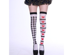 Calcetines de fiesta de Halloween para disfraz con flor de póker, talla única (estampado de cinta blanca)