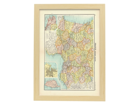 NACNIC Pósters Geográficos En Estilo Vintage Mapa Del Sur De Francia Ilustraciones De Antiguos Mapamundis En Tonos Sepia Tamaño A4, Con Marco Blanc...