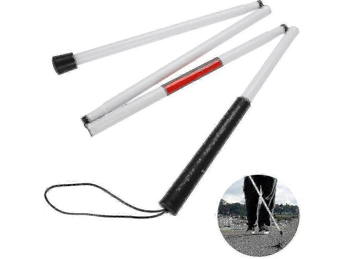Bastón plegable ajustable de 4 secciones para adultos ciegos, 124 cm, ligero, con bandas reflectantes y punta antideslizante. Ayuda para la movilidad con bandas reflectantes y punta antideslizante.