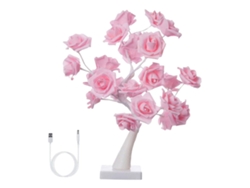 Lámpara de mesa LED con luz de árbol y rosa