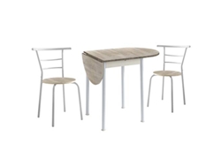 Pack Mesa De Cocina Extensible Madera Leva Con 2 Sillas MOMMA HOME (Roble - Aglomerado -55/115x61x74 cm)