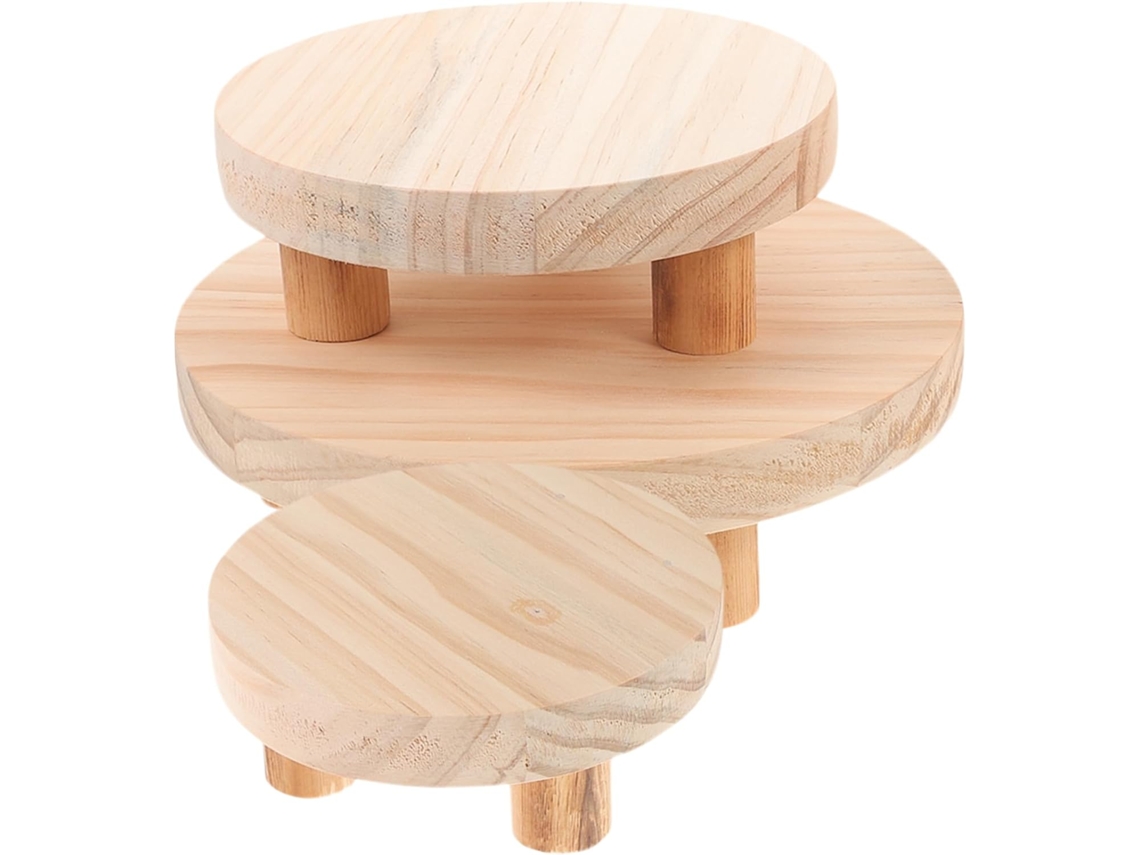 Soporte Rústico De Madera De 3 Piezas Para Macetas, Ideal Para El Hogar Y El Jardín.