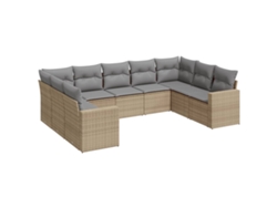 Maison Exclusive - Set De Sofás De Jardín 9 Pzas Con Cojines Ratán Sintético Beige
