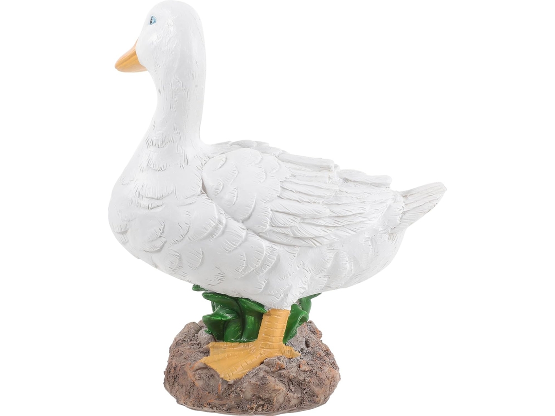 Figura De Resina Inoomp: Pato Blanco, Pequeño Adorno Para Estanque O Jardín, Resistente A La Intemperie Y Ligero