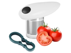 Abrelatas eléctrico automático Linjou con interruptor de un solo toque, manos libres, para cocina, aluminio, blanco.