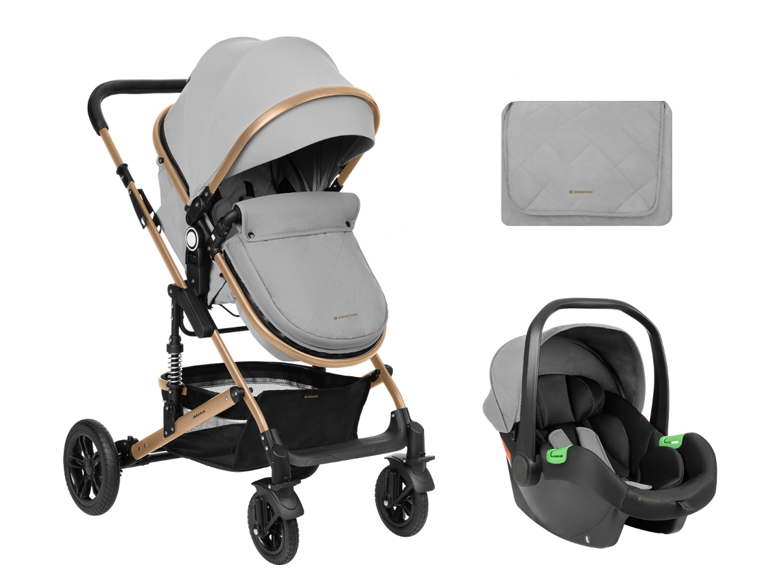 Cochecito de Bebé 3En1 con Asiento Transformable Amaia Gris Claro 2024 KIKKABOO
