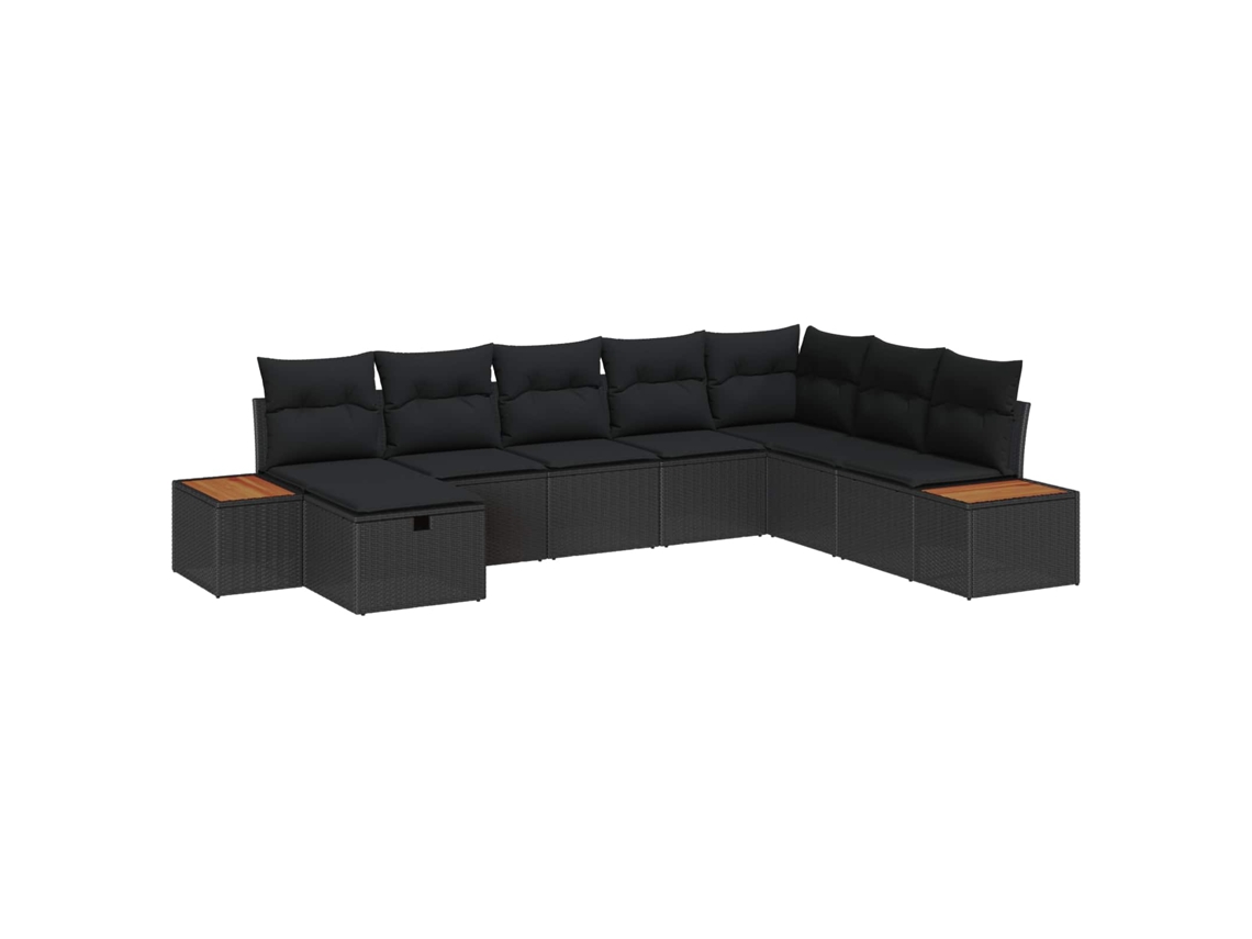 Maison Exclusive - Conjunto De Sofá De Jardín Con Cojín Negro Ratán Sintético