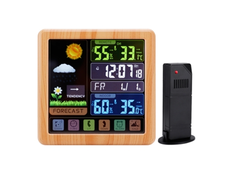 Botón de pantalla táctil multifunción reloj meteorológico inalámbrico pantalla a color creativa medidor de temperatura y humedad interior y exterio...