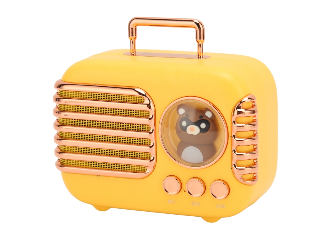 Altavoz estéreo inalámbrico portátil mini Junli con Bluetooth 5.0, color amarillo.