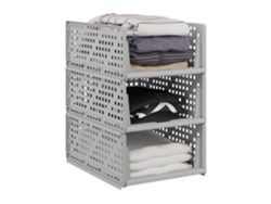 Relaxdays Organizadores De Armario, Set De 3, Cajas Almacenaje Apilables, Extraíbles, Cajones 18 X 33,5 X 43,5 Cm, Gris