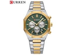 Relógio Masculino De Quartzo Redondo Com Seis Ponteiros (verde Dourado), Calendário E Resistência À Água.