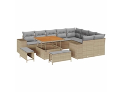 Maison Exclusive - Conjunto De Sofá De Jardín Con Cojín 12 Pcs Beige Y Gris Claro