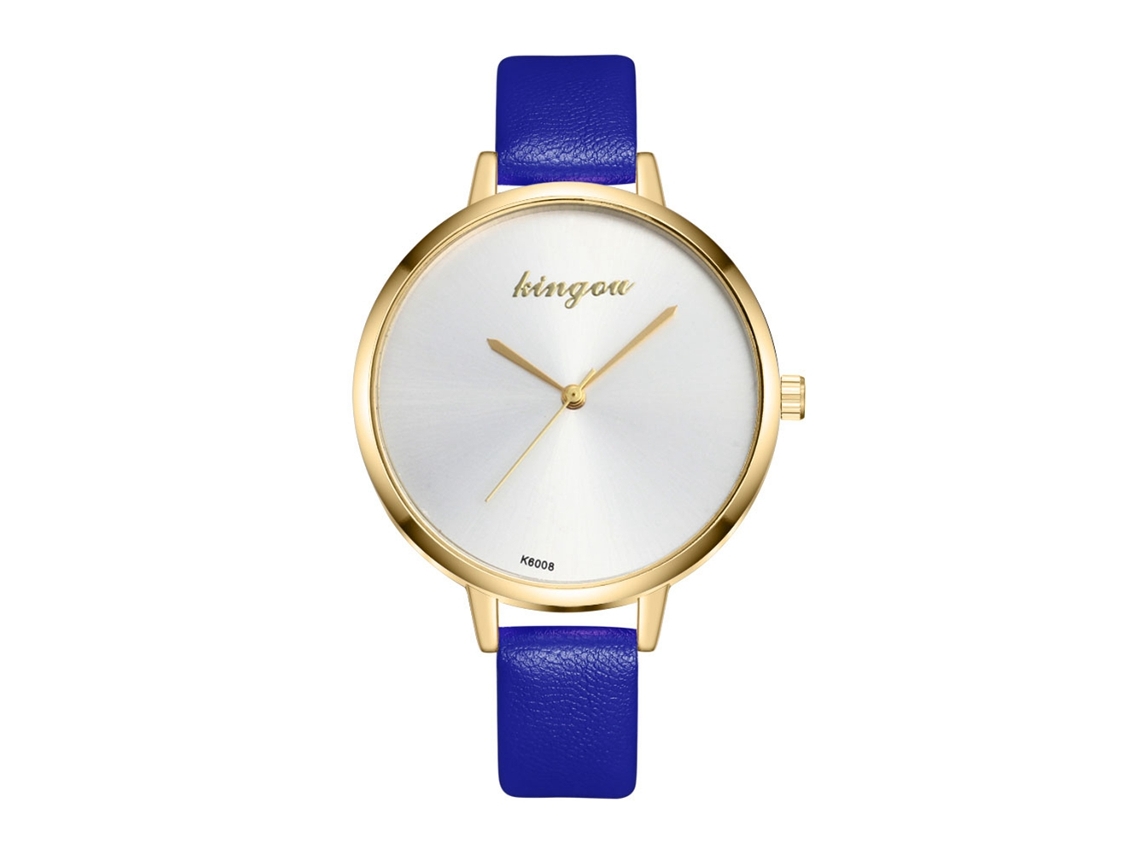 Reloj De Pulsera Analógico De Cuarzo Para Mujer Con Correa Sencilla Clásica De Pu Azul.