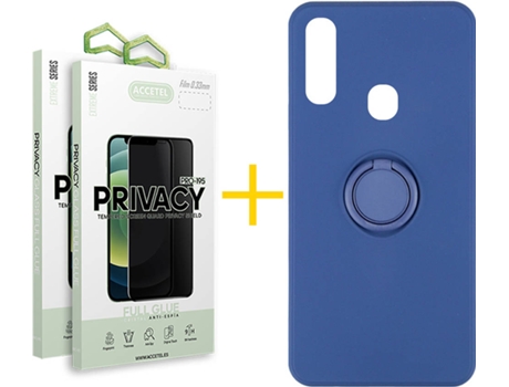 Carcasa + 2 Protectores de Pantalla para Samsung Galaxy A20e ACCETEL Azul Oscuro