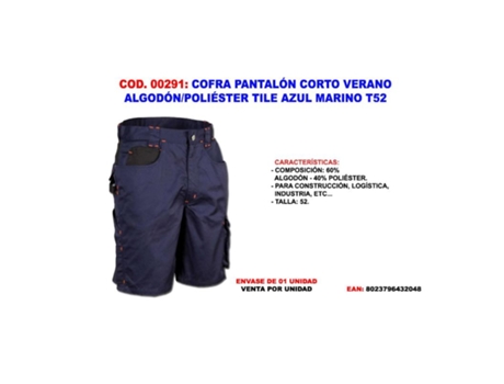 Cofra pantalon corto verano algodon-pol. tile azul mar. t52
