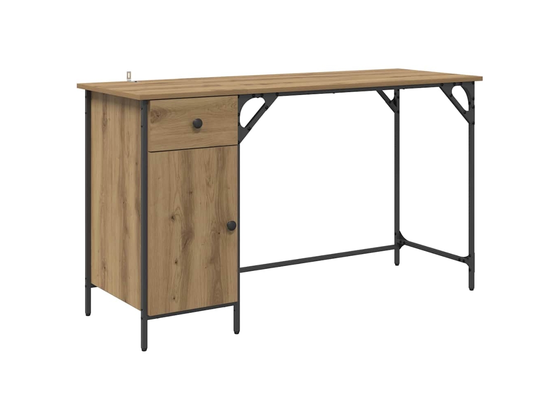 Escritorio | Mesa | Escritorio para ordenador, Roble artesanal, 131 x 48 x 75 cm