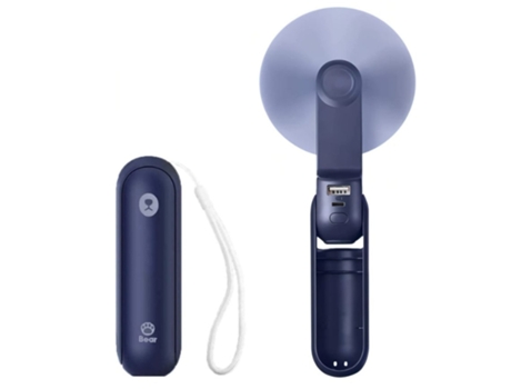 Ventilador de mano Mini ventilador de bolsillo pequeño Funciona con pilas 14-21 horas Ventilador plegable recargable por USB Azul BISBISOUS