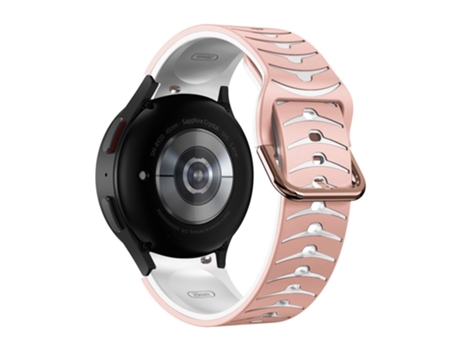 Correa de Silicona línea curva bicolor para Samsung Galaxy Watch 4 40mm/44mm/Watch 4 Classic 42mm/46mm/Watch 5 40mm/44mm - rosa/blanco