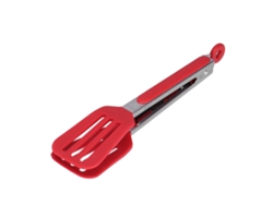 Pinzas plegables de acero inoxidable para carne, ideales para barbacoa y cocina, 30 cm (12 pulgadas), color rojo.