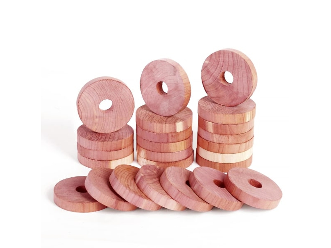 24 anillos de cedro para perchas, bloques de cedro para guardar ropa, cedro aromático natural para armarios y cajones.