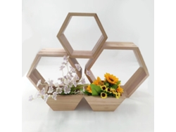Estantes De Pared Hexagonales Flotantes De Madera Con Decoración De Panal Para Almacenamiento Y Exhibición.
