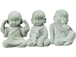 Inoomp 3 Pequeñas Figuras De Monjes Para Decoración De Jardín, Hechas De Piedra Fundida, Esculturas Zen Chinas,