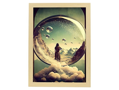 NACNIC Poster Bolas de Cristal En Estilo Surrealismo Cinematográfico Ilustraciones y Grabados de Historieta Abstracta y Artística A4 Marcos Madera