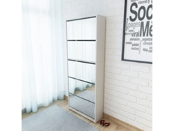 Zapatero Organizador de 5 Divisiones con Espejo 63X17X169,5 Cm Blanco