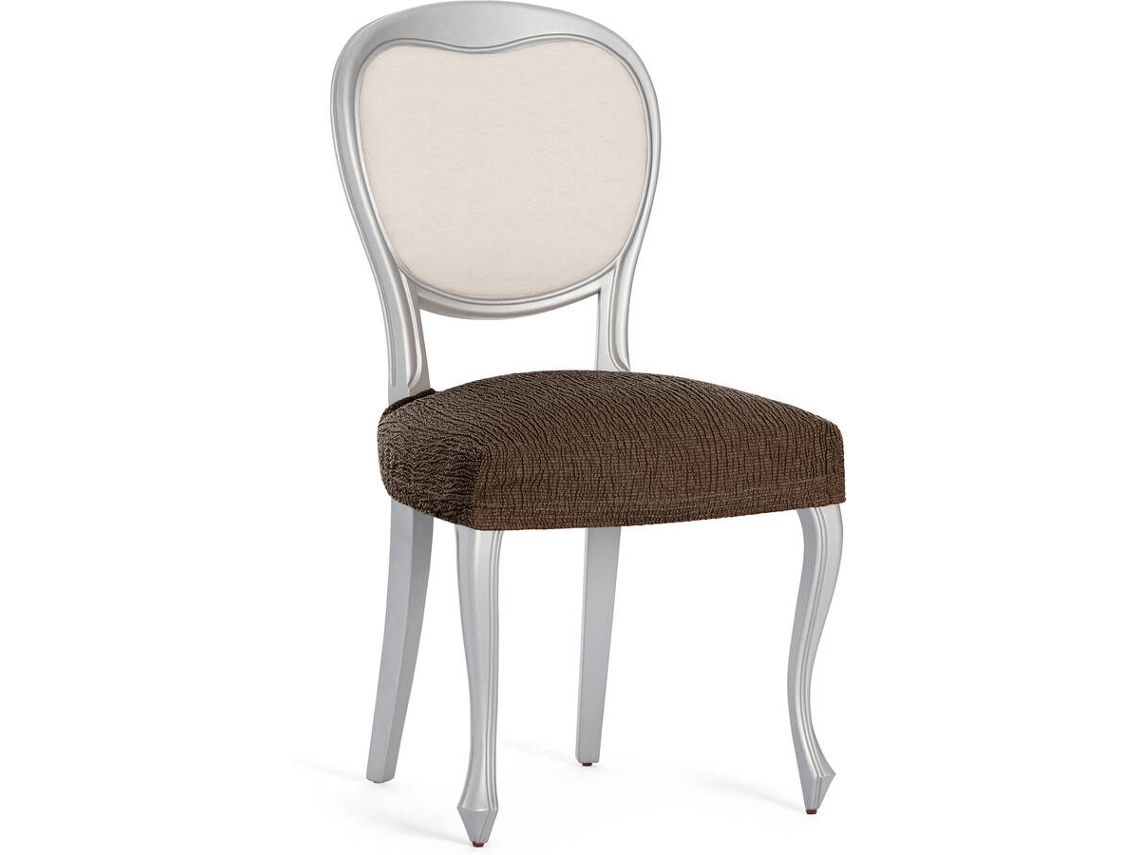 Funda de Silla EYSA Premium Troya Pack de 2 Fundas Tejido Multielástico (50 x 50 x 5 cm - Poliéster y Algodón - Marrón)