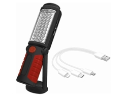 Linterna Led Recargable Para Inspección Con Imán, Linterna De Trabajo Con Puerto Usb Y Martillo De Rescate