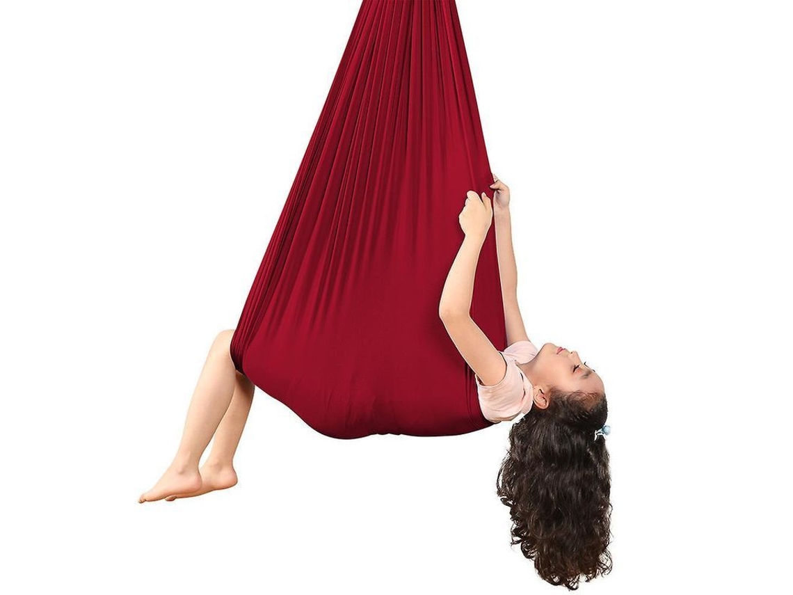 2026-hamaca De Yoga Aérea Infantil Elástica 100% Nylon Columpio Antigravedad 280x100cm Para Entrenamiento Sensorial Interior/exterior Rojo Vino