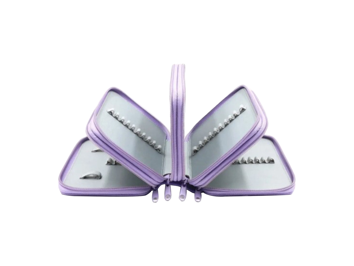 Estuche Plegable Morado Con 72 Compartimentos, Tela Oxford, Gran Capacidad.