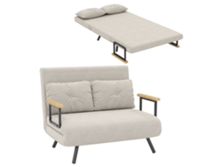 Sofá Cama De 2 Plazas Con Respaldo Ajustable En 5 Posiciones Y 2 Cojines Acolchados, Tapicería Efecto Terciopelo, Color Beige.