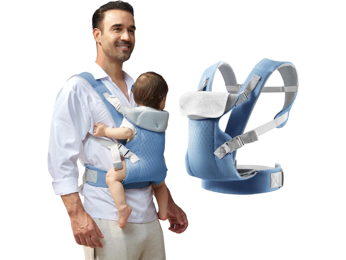 Portabebés Digitallab, Para Llevar Al Bebé Delante O En La Espalda, Ergonómico, Ajustable De 3 A 36 Meses (azul)