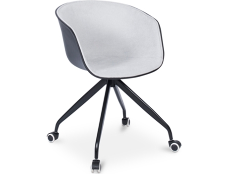 Silla de Oficina Tapizada con Brazos Silla de Escritorio con Ruedas Blanco y Negro Jodie 52x57x81cm PRIVATEFLOOR