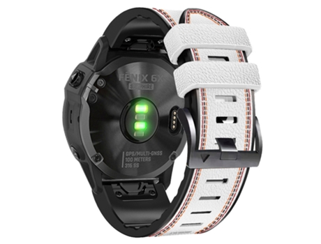 Correa de Silicona 26mm línea de costura de tres colores liberación rápida resistente al sudor para Garmin Enduro/Tactix Delta/Tactix 7 Pro - blanc...
