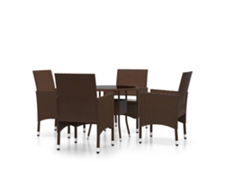Maison Exclusive - Juego De Comedor Jardín 5 Pzas Ratán Sintético Marrón