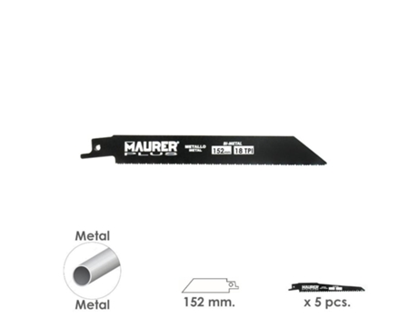 Hoja Para Sierra Sable Metal 152 mm - 18 TPI Tipo Bosch (5 piezas) MAURER