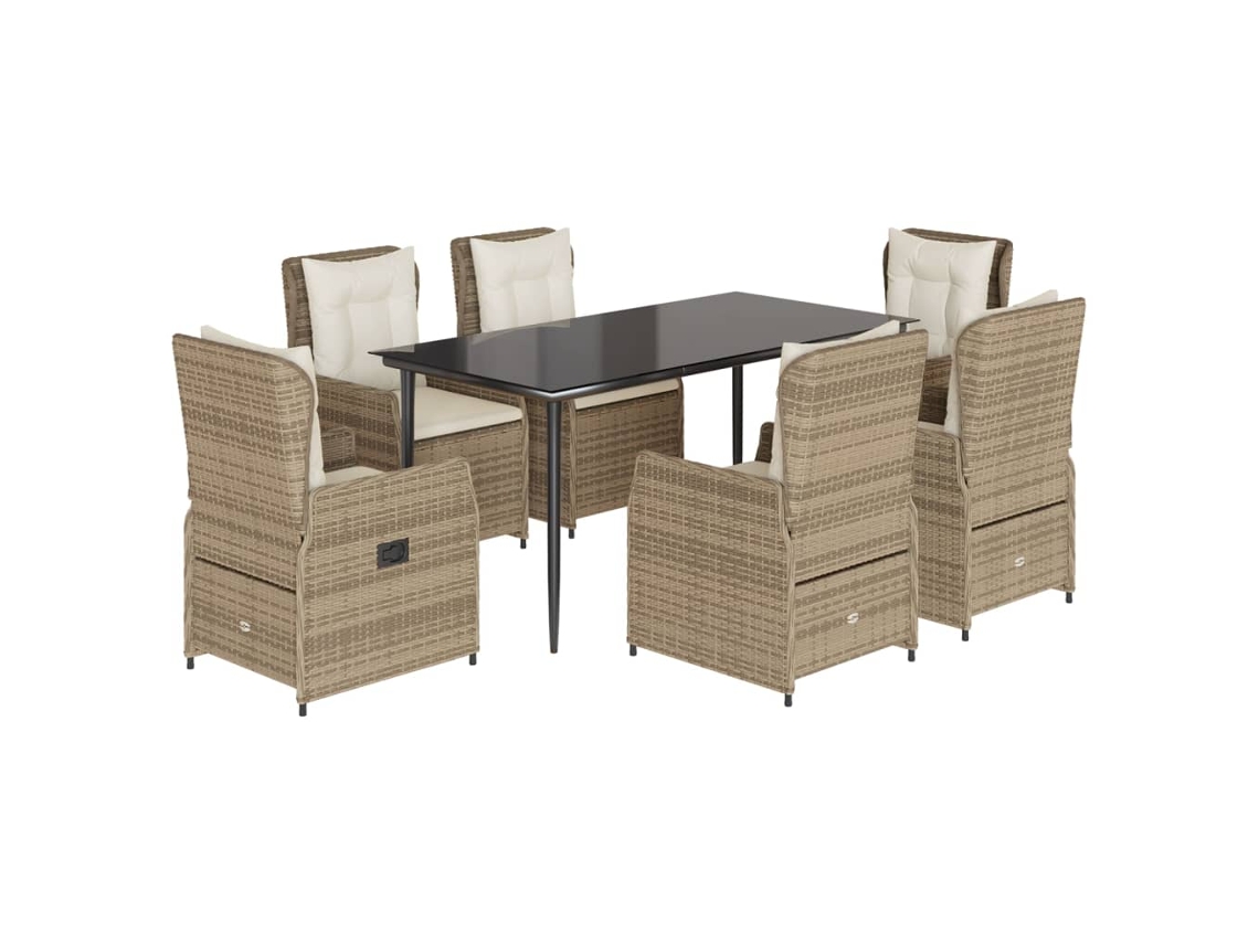 Maison Exclusive - Set Comedor De Jardín 7 Pzas Con Cojines Ratán Sintético Beige