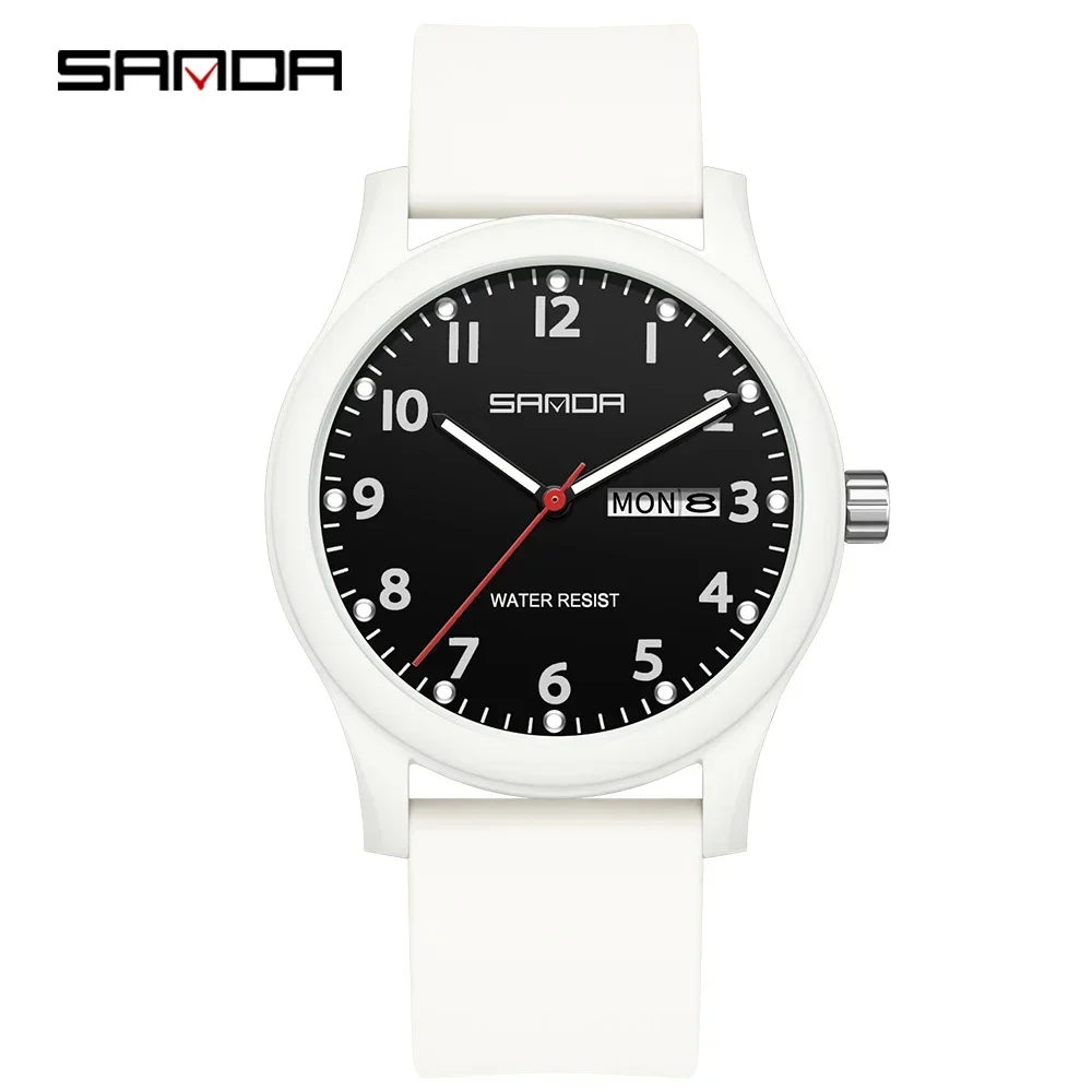 Reloj De Cuarzo Minimalista Para Mujer, Resistente Al Agua, Con Calendario Y En Blanco Y Negro. Estilo Sencillo.