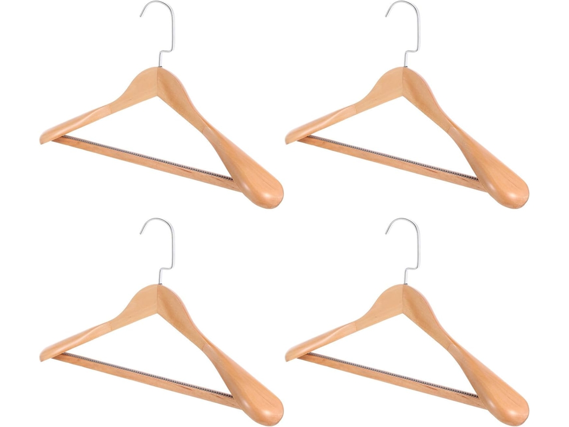 Madera Maciza Diseño Sencillo Robusto Juego 4 Flexibles Acero Inoxidable Color Caqui Abrigos Asas Ropa