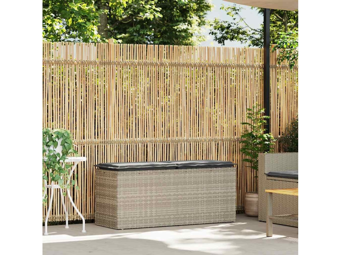 Maison Exclusive - Banco Jardín Con Cojín Ratán Sintético Gris Claro 110x40x44cm