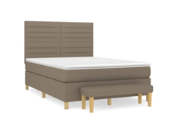 Maison Exclusive - Cama Box Spring Con Colchón Tela Gris Taupe 140x200 Cm