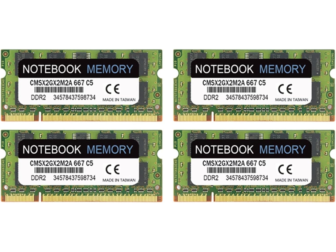 4 Módulos De Memoria Sodimm De 2 Gb Para Portátil, Ddr2 667 Mhz Pc2-5300 (240 Pines)