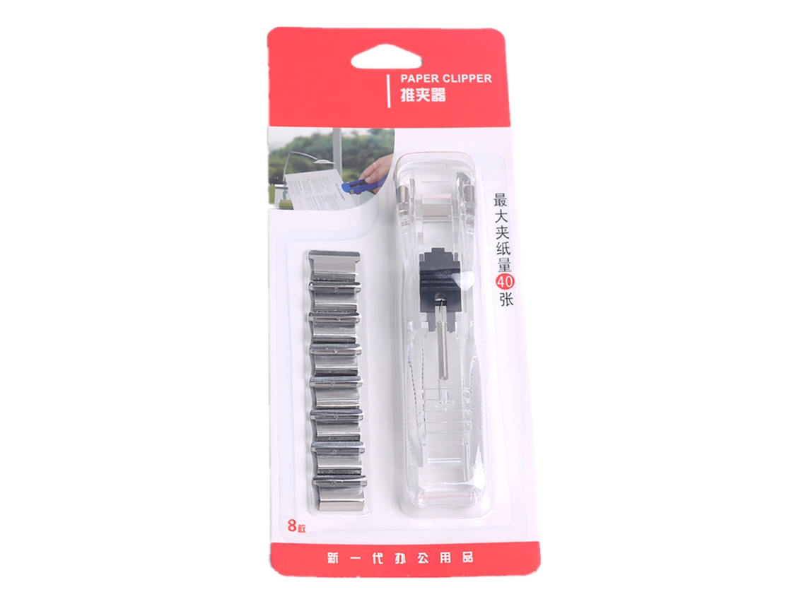 Dispensador De Clips De Cartón Reciclable De Mano Clip Clam Stapler Empujador Para Hogar Y Escuela Blanco