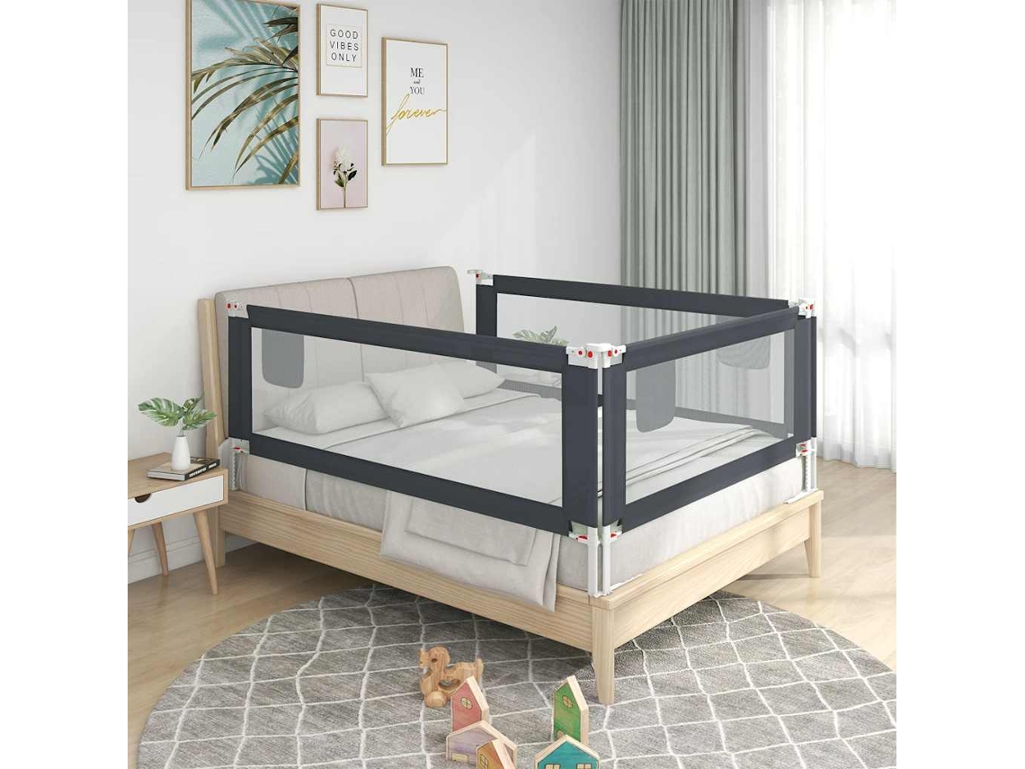 Barra de seguridad para cama infantil, 190 x 25 cm, tela gris oscuro, DKD HOME DECOR
