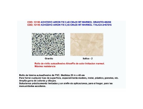 Adhesivo airon fix 0,45 cmx20 mt marmol granito 69280
