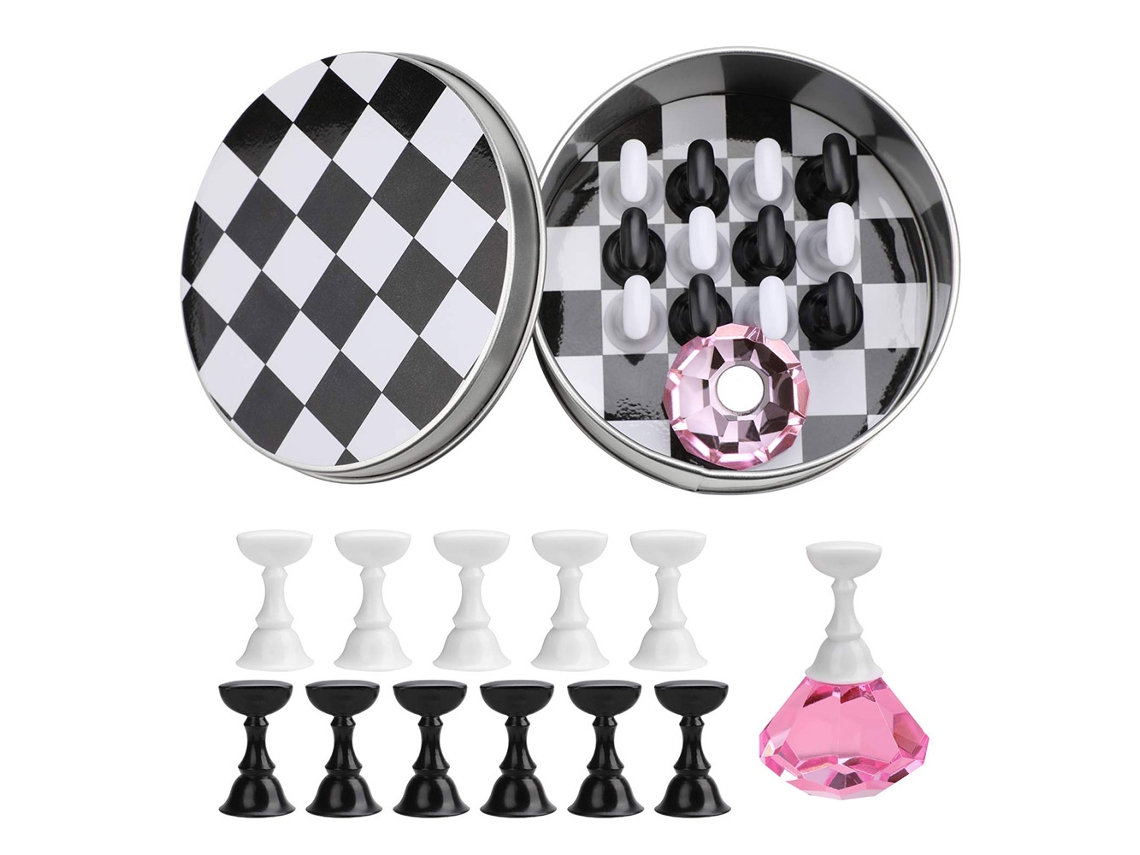 MEOIRUERY Soporte para Tips de Nail Art, Portaexhibidor Magnético con Cristales, Set con Tablero para Práctica de Manicura DIY en Salón